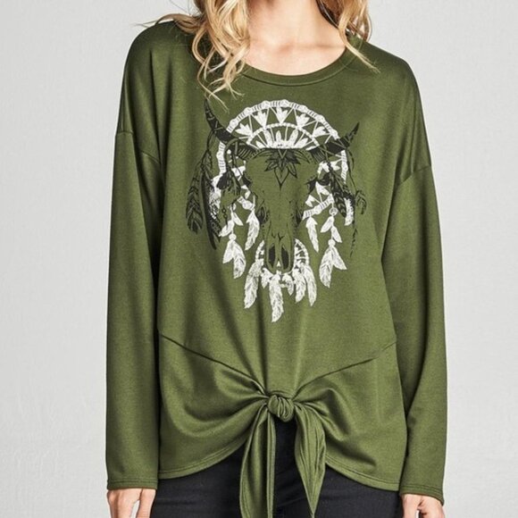 BOHO OLIVE TOP - Picture 3 of 4